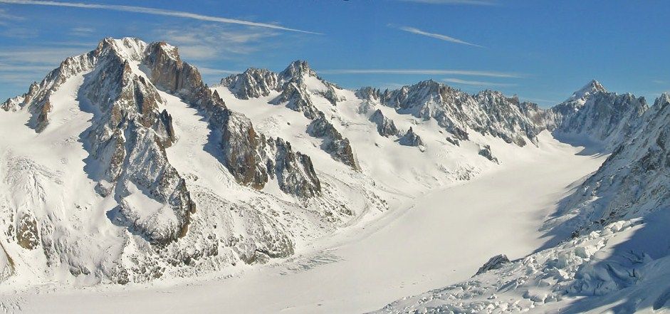 L’aiguille d’Argentière, le Tour Noir, le Mont Dolent et le glacier d’Argentière
